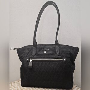 Michael Kors Womens Black Nylon Kelsey MK Logo Tote Bag Purse